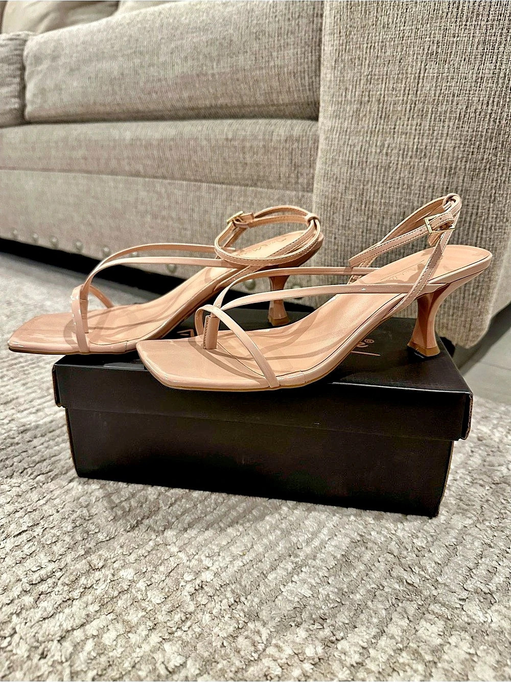 EUC Strappy Trendy Kitten Heels in Nude Color - Picture 2 of 5
